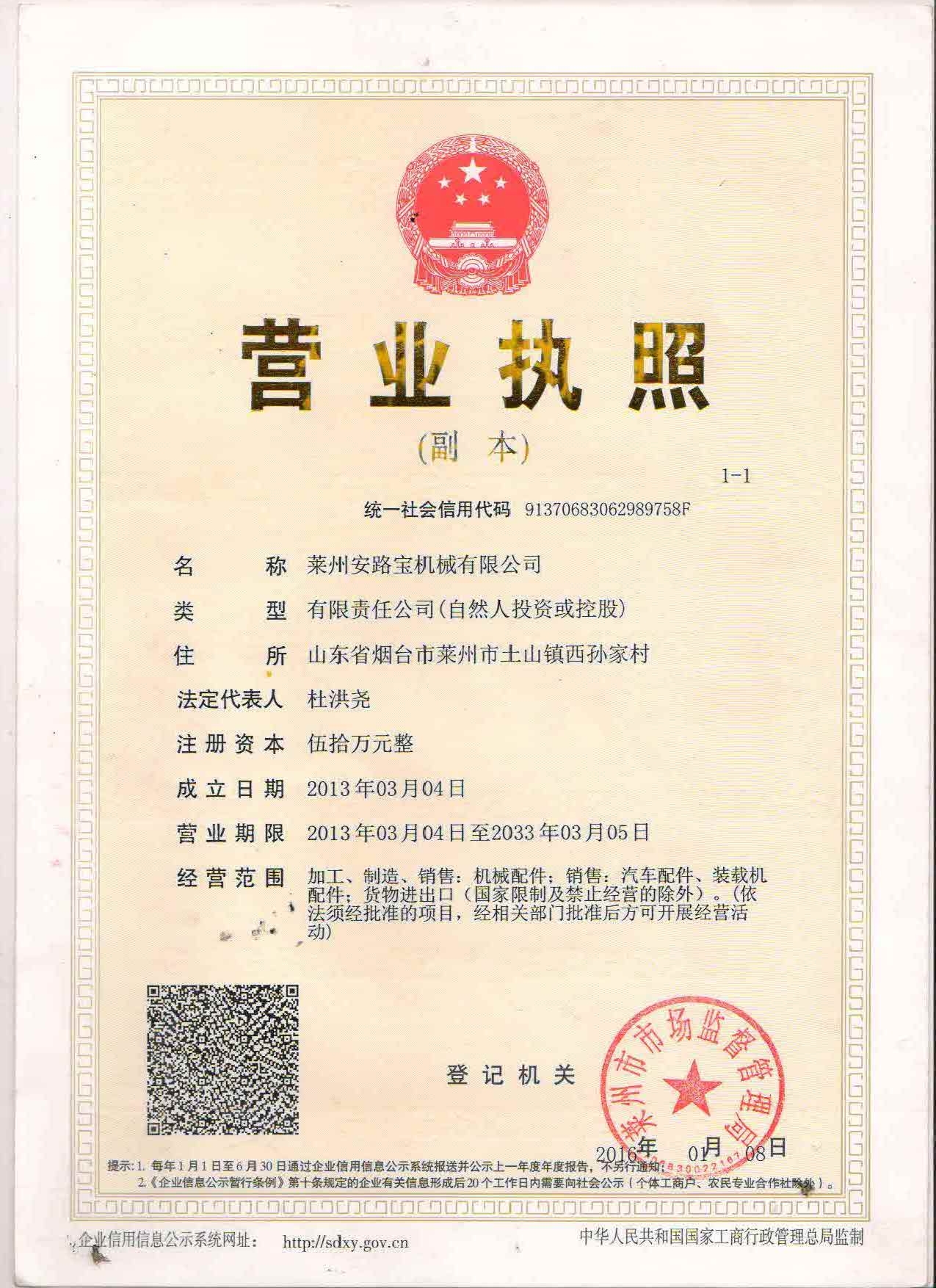 The business license 